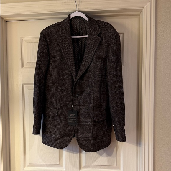 Jos. A. Bank Reserve 100% Cashmere Brown Plaid Blazer Sz 44R.NWT. Box34